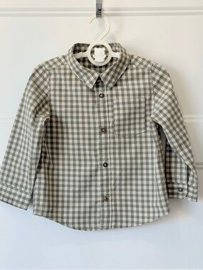 Carter's Gray and White Gingham Button-Down Shirt
